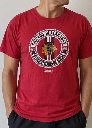 Футболка reebok chicago blackhawks nhl красная мужская m l оригинал