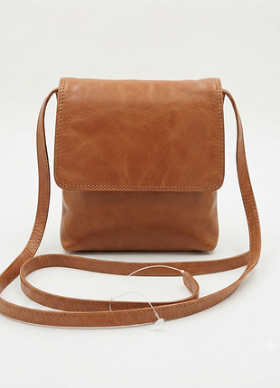 Новая кожаная сумка кросс-боди real leather итальялия / коричневая сумка через плечо.