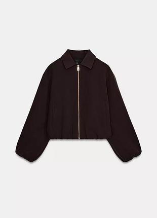 Коричневий шоколадний куртка-бомбер від zara розмір xl / коричневый шоколадный бомбер зара