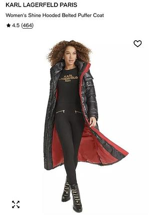 Новий пуховик karl lagerfeld paris shine hooded belted puffer coat оригінал