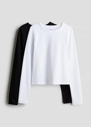 10-12 р 146-152 см h&amp;m новый фирменный комплект набор базовый реглан лонгслив из 2 хлопковых топов