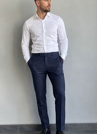 🖤 нові чоловічі класичні штани h&m skinny fit темно-сині, р. 46 (m)
