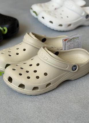 Тапки крокс crocs classic clog сабо кроксы чорные бежевые белые бежевый, 39-40