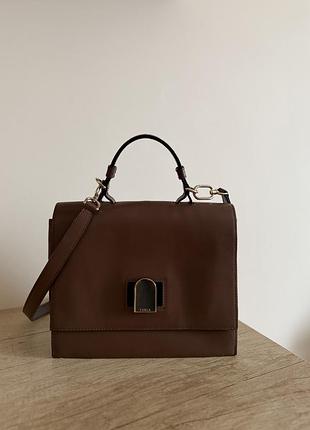 Сумка furla з натуральної шкіри, коричнева, оригінал