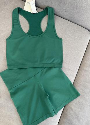 Спортивний костюм zara (топ+велосипедки) m/l