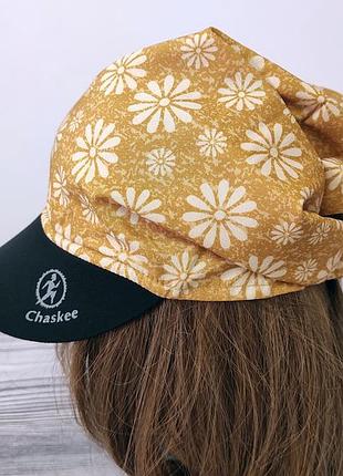 Двостороння кепка хустка з козирком chaskee розмір універсальний happy flowers (щасливі квіти)