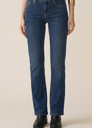 Джинси zara basic denim прямі, 34/xs розмір, темно-синій денім