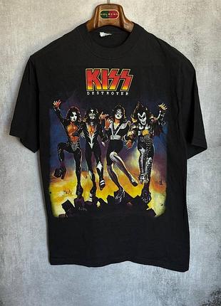 Футболка vintage kiss destroyer / kiss my ass | rock band tee | 100% cotton | l
