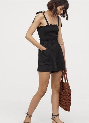 H&m, чорні шорти з льону, р.м