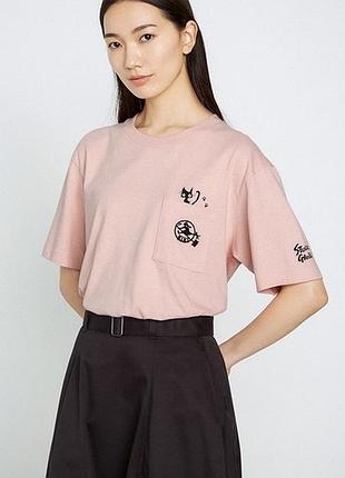Нюдовая/пудровая унисекс оверсайз футболка uniqlo ut studio ghibli, р.l-xl