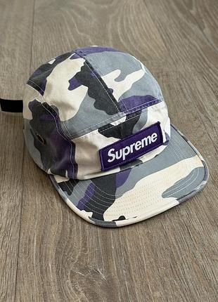 Кепка supreme purple camo box logo camp hat fw16