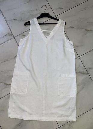 Женское белое льняное платье сарафан f&f l-xl (50-52)