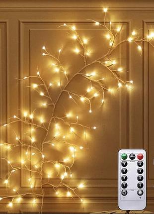 Набор 2 шт декоративных led гирлянд daylumi branch lights 96 led, теплый свет, с пультом, 1 расплутана, легкий б/в