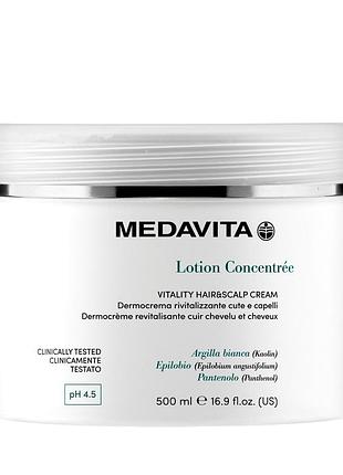 Дермокрем для шкіри голови та волосся життєва сила medavita vitality hair & scalp cream 500 ml