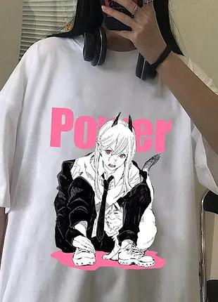 Футболка аниме «chainsaw man» unisex белый