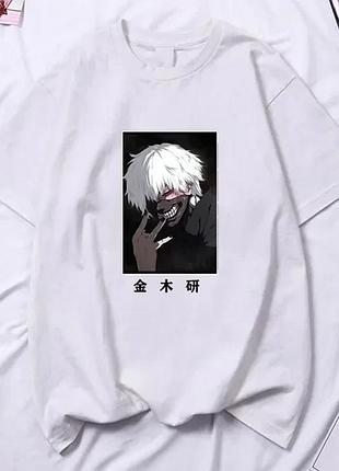 Футболка аниме «кен канеки» unisex белый