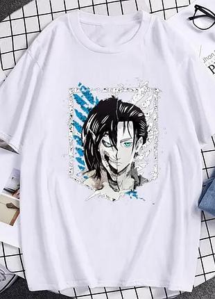 Футболка аниме «attack on titan» unisex белый