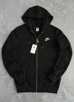Зип худі чоловіче nike кофта з капюшоном на блискавці спортивна s-xxl чорна