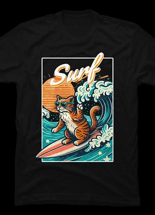Футболка summer vintage surf cat