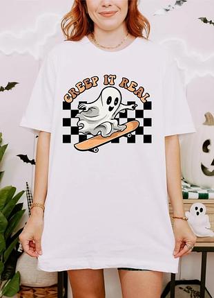 Футболка creep it real skating ghost unisex