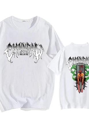 Футболка аниме «chainsaw man» unisex белый