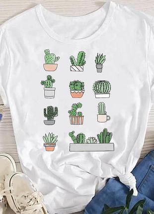 Футболка с кактусами unisex