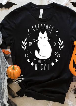 Футболка на хэллоуин с котом unisex