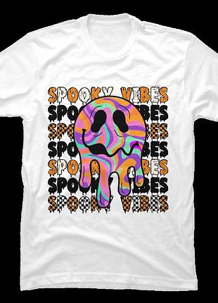 Футболка spooky vibes ghost smiley