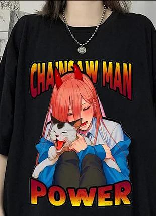 Футболка аниме «chainsaw man power» unisex