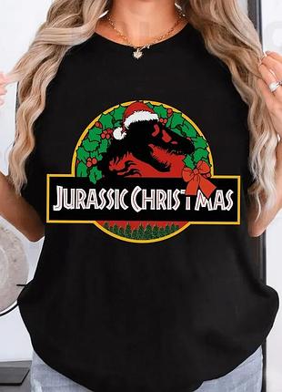 Рождественская футболка парк юрского периода unisex