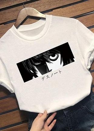Футболка аниме «тетрадь смерти» unisex белая