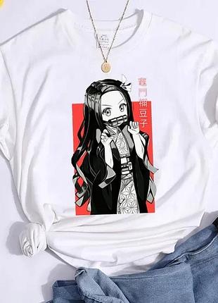 Футболка аниме «demon slayer» unisex білий