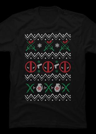 Футболка deadpool ugly christmas sweater unisex
