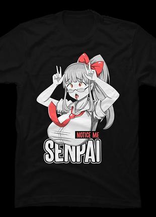Футболка waifu material ahegao girl notice me senpai unisex