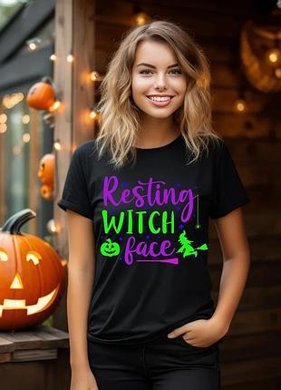 Футболка с лицом отдыхающей ведьмы unisex