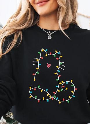 Свитшот cat christmas lights
