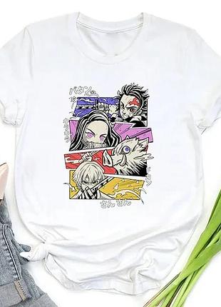 Футболка аниме «demon slayer» unisex белый