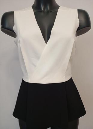 Топ с баской, блузка женская р xs/s reiss