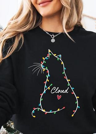 Світшот cat christmas lights