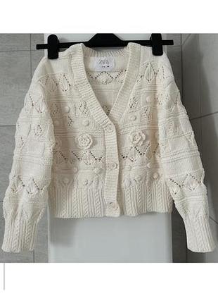 Кардиган белый молочный zara кофта на пуговицах от zara