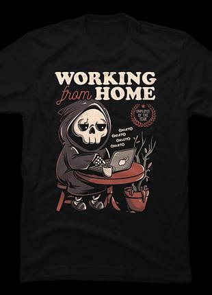 Футболка working from home - creepy skull gift