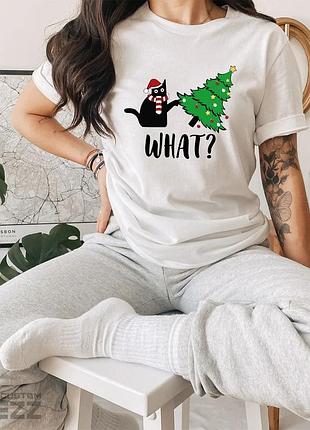Футболка black cat what christmas