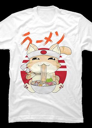 Футболка ramen cat kawaii neko