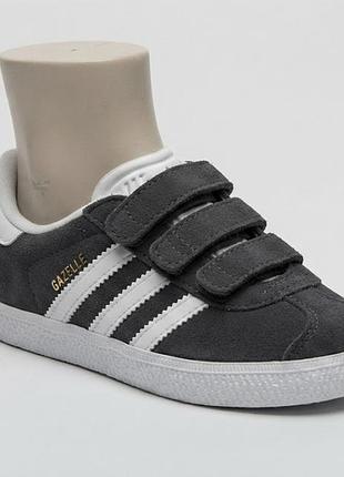 Кросівки шкіряні на липучках adidas gazelle cf темно-сірий замш (оригінал)