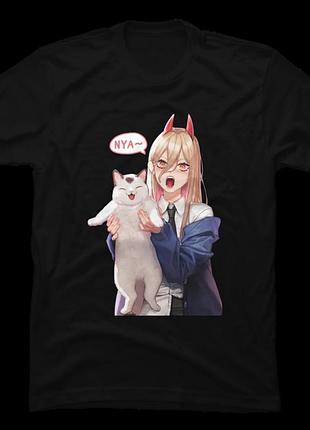 Футболка power with cat nya..