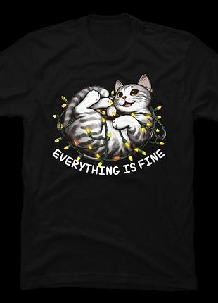 Футболка christmas lights cat