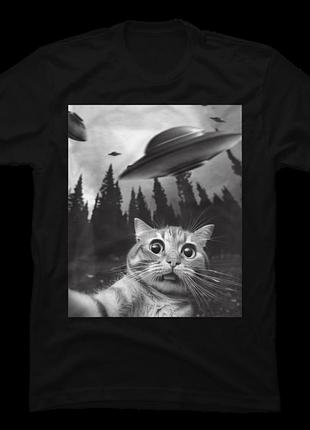 Футболка funny cat selfie with ufos
