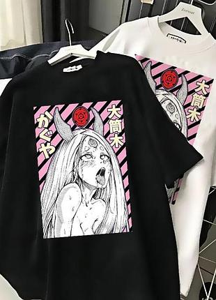 Футболка аниме «senpai ahegao» unisex белая