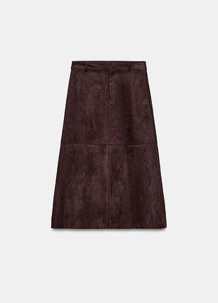 Замшевая коричневая юбка кейп zara