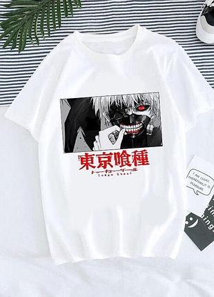 Футболка аниме tokyo ghoul - токийский гуль unisex белый